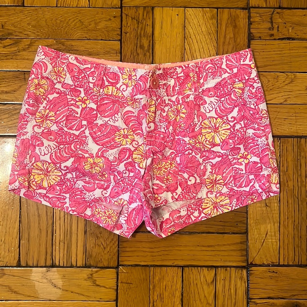 Lilly Pulitzer Callahan Shorts Pink Lobster Print Size 2